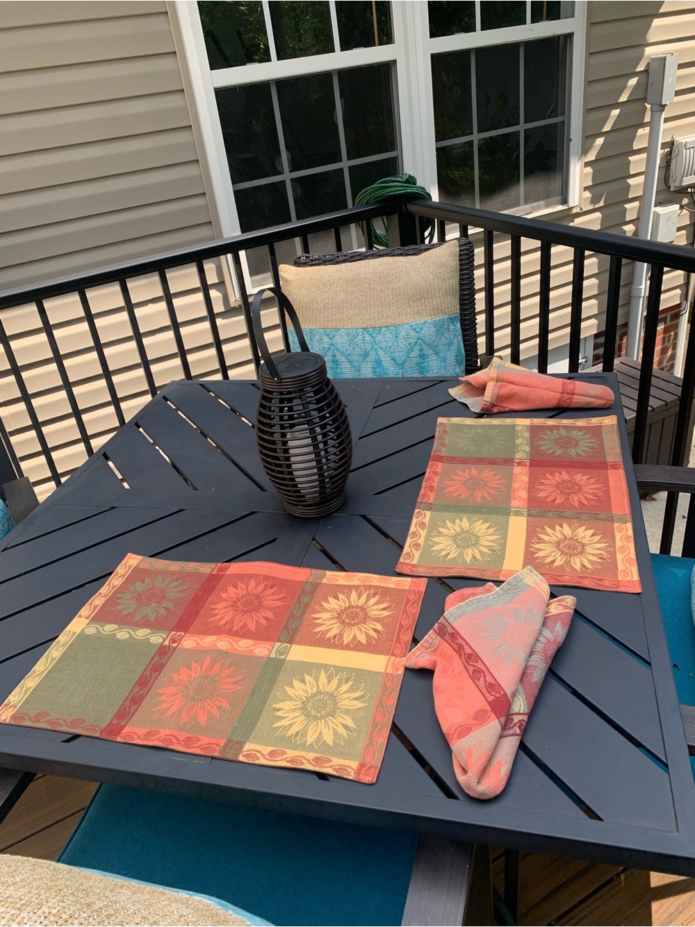Vintage 90s Sunflower Pattern Placemat Set in Terracotta & Olive Pair.